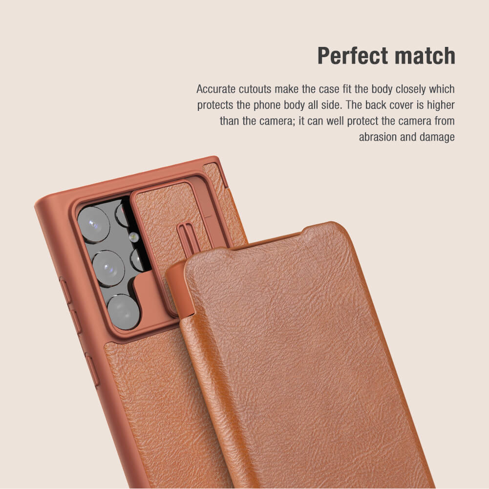 Slide Cover Protects Camera Leather Phone Case For samsung galaxy s22 series