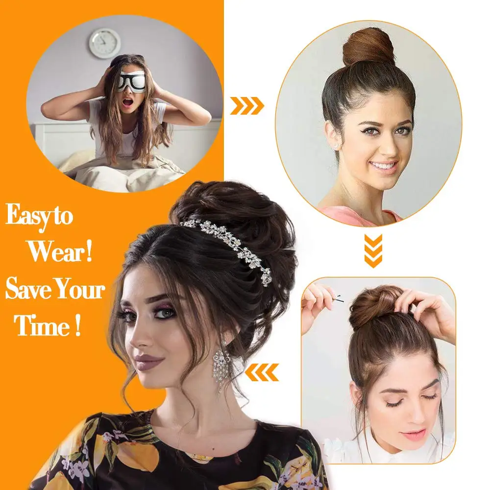 Free Shipping Synthetic Messy Hair Bun Elastic Chignon With Elastic Rubber Band Hairpieces Messi For Women Donut Bun Ponytails