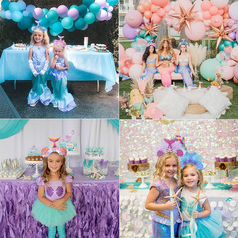 Little Mermaid Party Crown Headband Starfish Shell Mermaid Tail Hat Photo Props for Girl 1st Birthday Party Mermaid Hair Band