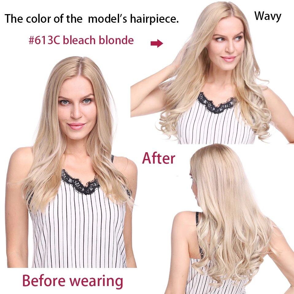 BENEHAIR Synthetic Invisible Wire No Clips In Hair Extensions Secret Fish Line Hairpieces  Hair Extensions For Women Daily