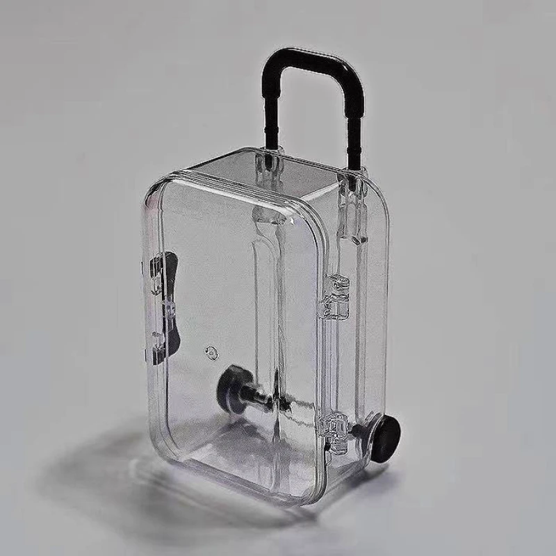 Mini Roller Red Book-Inspired Simple INS Mini Trolley Box for Jewelry and Candy Acrylic Hard Plastic Travel Box with Flip Handle