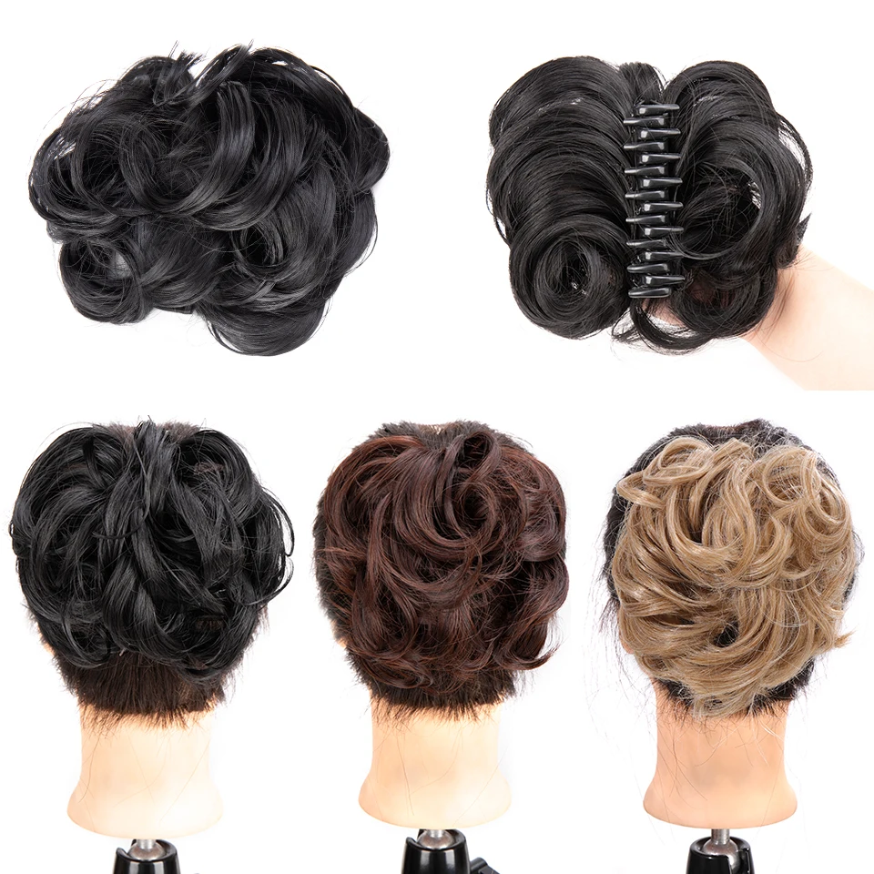 LUPU Synthetic Curly Chignon Donut Hair Bun Pad Hair Extension Black Brown Updo Cover Claw Hairpiece Messy Buns For Women