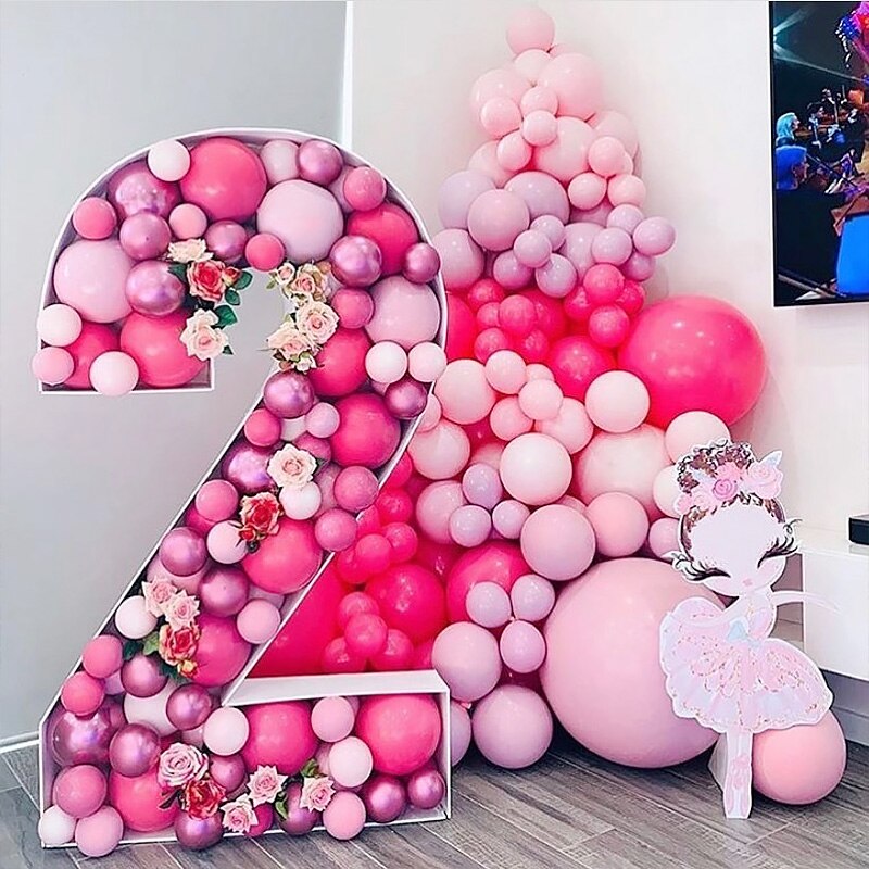 73cm/100cm Giant Big Number  Mosaic 0-9 Balloon Filling Box DIY Birthday Frame Stand Baby Shower Wedding Birthday Party Decor