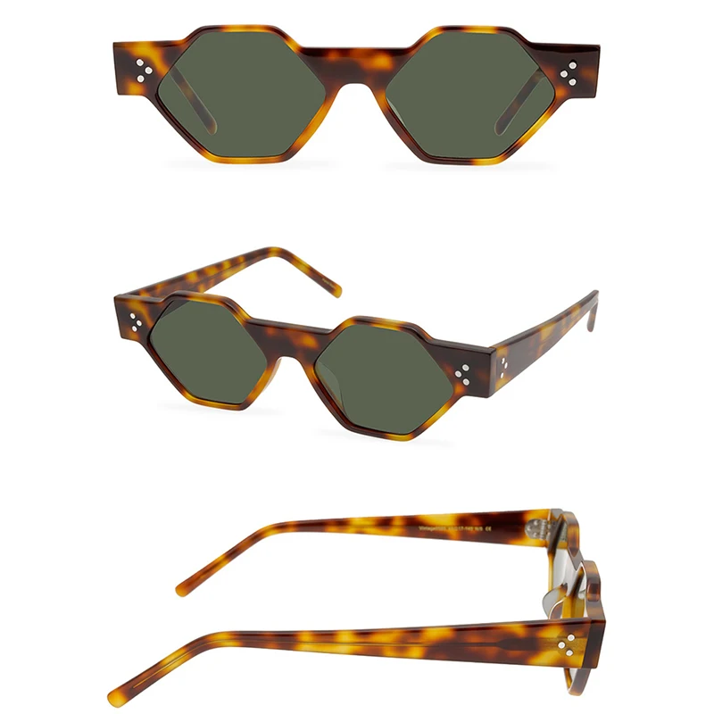 Belight Optical Colorful Matte Acetate Handmade Quality Irregular Women Men UV400 Protection with Case Oculos Sunglasses 9585