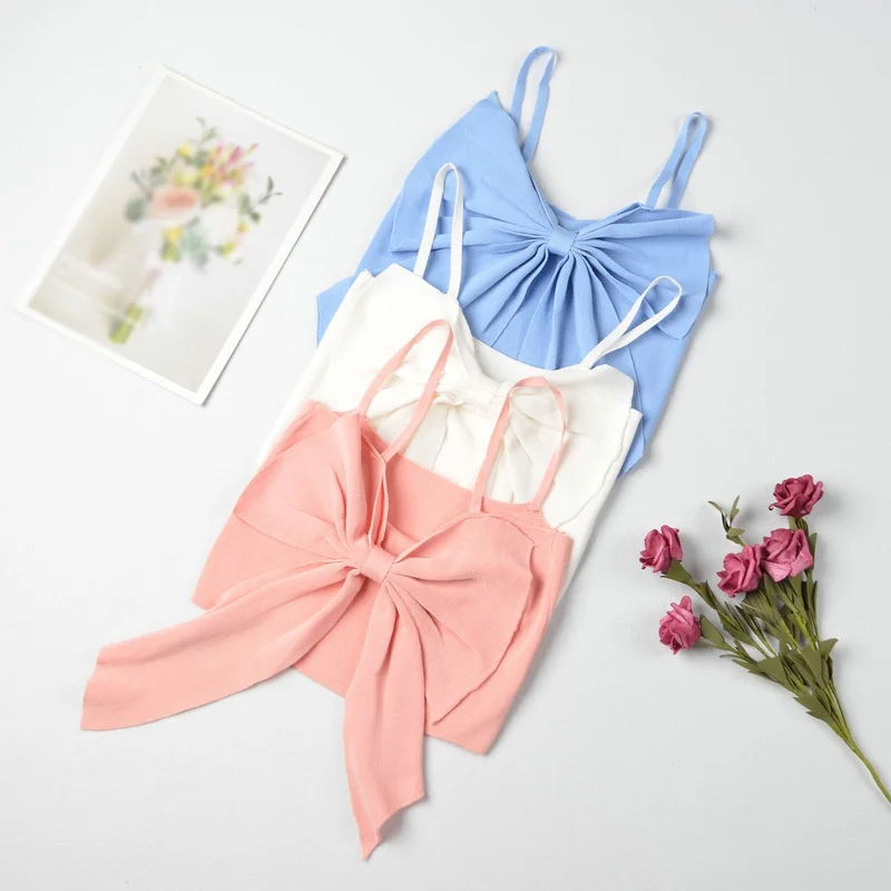 Women's Bow Tie Tops Summer Sexy Cami T Shirt Corset Tank Top