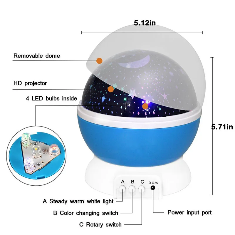 Starry Sky Projector Galaxy Night Lights Star Moon Projector LED Rotating Night Lamp For Children Bedroom Decoration Baby Gifts