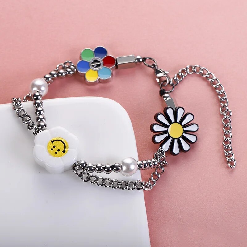 2023 Hip Hop Rock Stainless Steel Pearl Necklace Fashion Sunflower Daisy Necklace For Men Women Mark Tuan Fans Gift GirlsJewelry