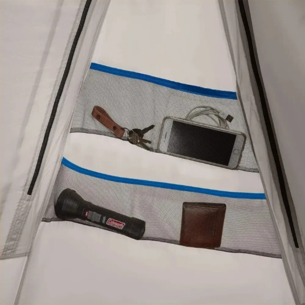 4/6 person windproof tent with enclosed shielded porch option, including rain flies, handbag, additional storage space