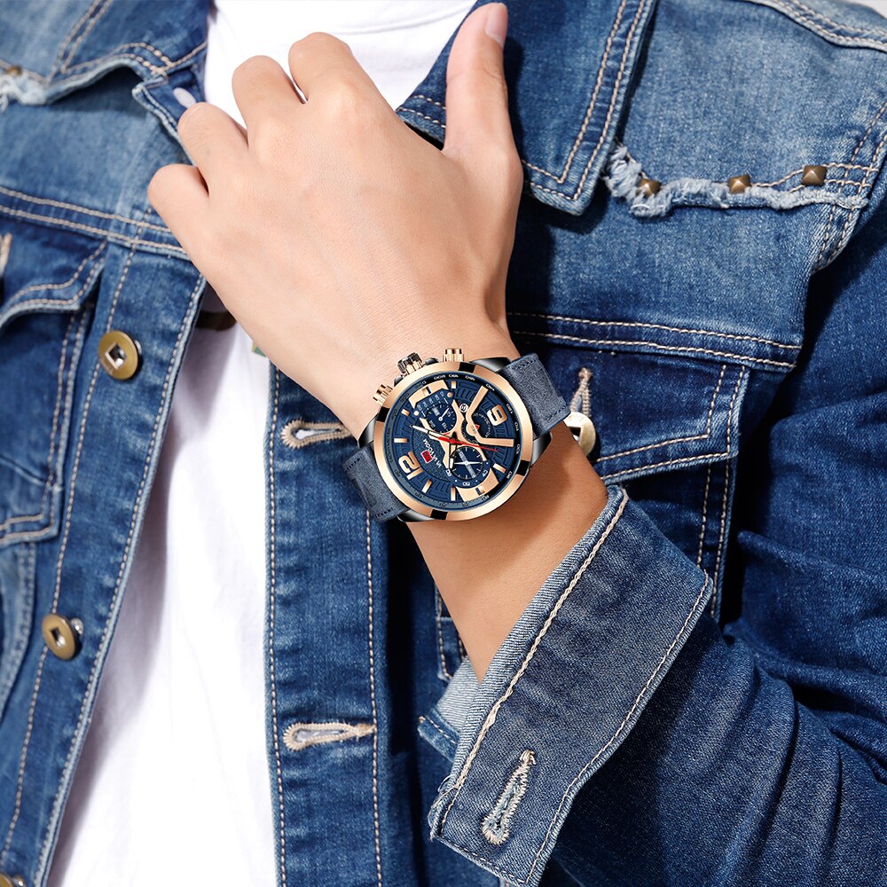 VAVA VOOM Leather Men Watche Luxury Top Brand Fashion Casual Dress Quartz Wristwatch Relogio Masculino Business Calendar Watches