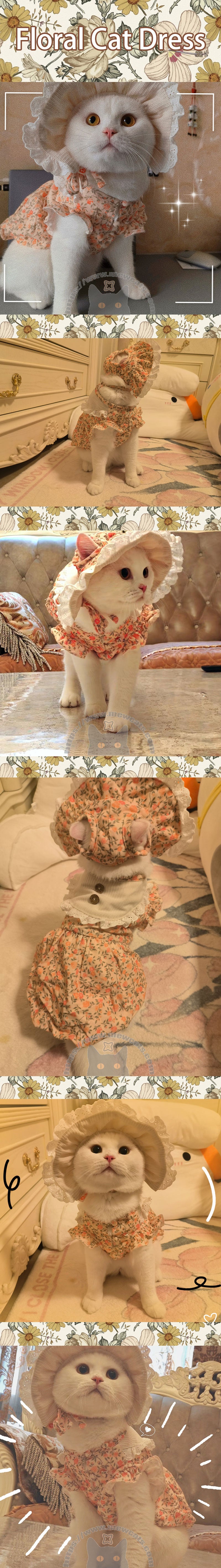 Floral Warm Cat Dress Pet Clothes