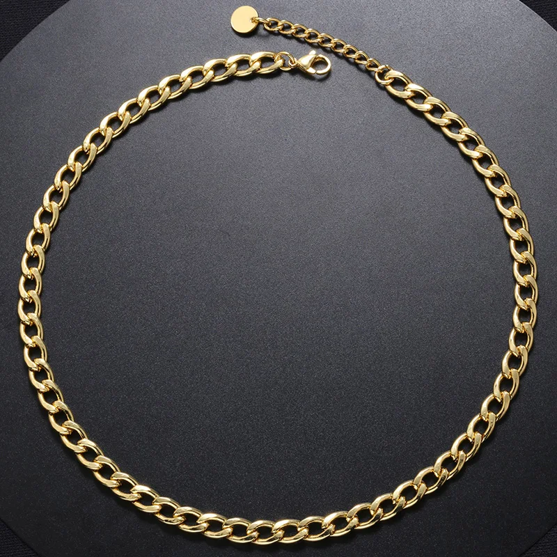 ZHUKOU NEW Gold color Stainless Steel Necklace for women Punk women Necklace Fashion Women Jewelry Wholesale VL203
