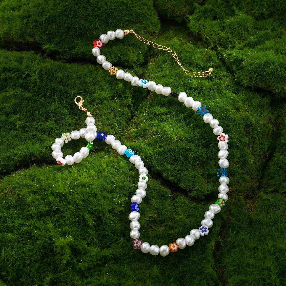 KunJoe Kpop Fashion Irregular Simulated Pearls Flower Choker Necklace For Women Men Bohemia Beaded Collar Y2K Summer Jewelry