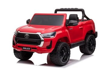 TPFLiving electric children's car Toyota Hilux - motor: 4 x 12V - battery: 1 x 12 Volt/14Ah, load capacity 40 kg, children's car - electric car with leather seat and seat belt - red