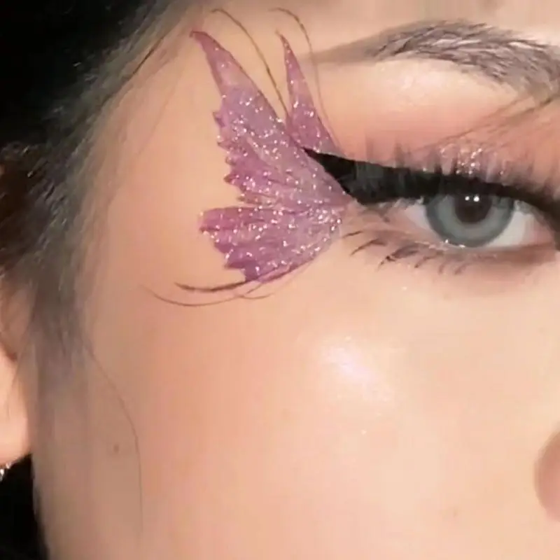 Fairy Butterfly Wings Shiny Tattoo Sticker Waterproof Eyes Face Hand Body Art Fake Tattoos Eye Face Makeup Decoration For Women