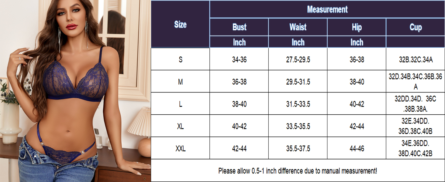 Lingerie size map
