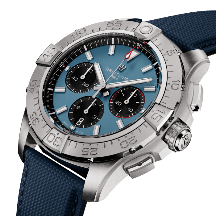 Built for jet pilots, the Avenger is designed to take on the toughest cockpits and keep coming back for more. But you don’t need air force credentials to appreciate its bold design, exceptional resilience, and next-level functionality. 
Pairing performance with sophisticated modern aviation style, the collection’s materials—stainless steel on regular models; ceramic and titanium on Night Mission —are the stuff of aviation design, while dial colors are drawn from military uniform shades.
All stainless-steel versions come with a choice of military leather strap with a folding-pin buckle or three-row stainless-steel bracelet with micro-adjustable folding clasp. Ceramic models are paired to a military leather strap with a titanium folding-pin buckle. 
And whether you can pull off a barrel roll or not, you’ll appreciate everything about the Avenger’s 300 m water resistance, easy-grip functionality, and corrosion-resistant construction.