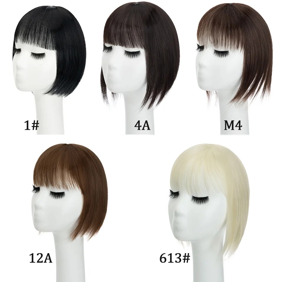 Benehair Synthetic Short Straight Hair Topper With Bangs Invisible 3D Hair Toupee For Women Hair Pieces Clip In Top Hair