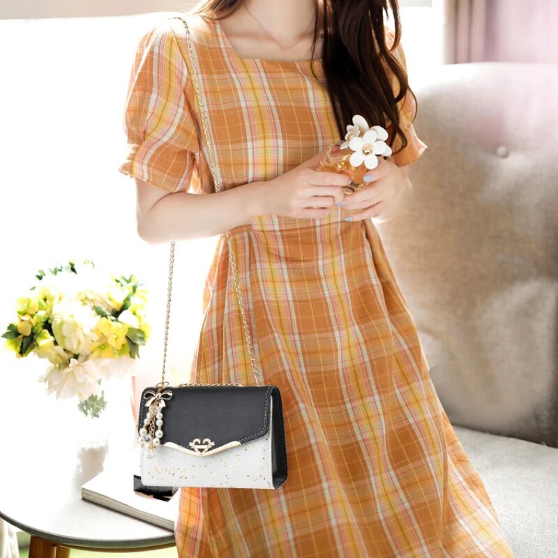 Fashion Textured Women's Bag Trend Versatile PU Leather Shoulder Bags for Women 2023 Luxury Rhinestone Buckle Messenger Bag