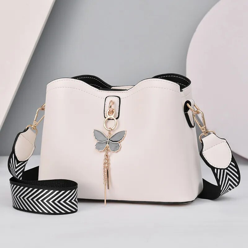 2023 Women White Handbag New Designer Butterfly Tassel PU Leather Messenger Bags Ladies Crossbody Female Tote Shoulder Bag