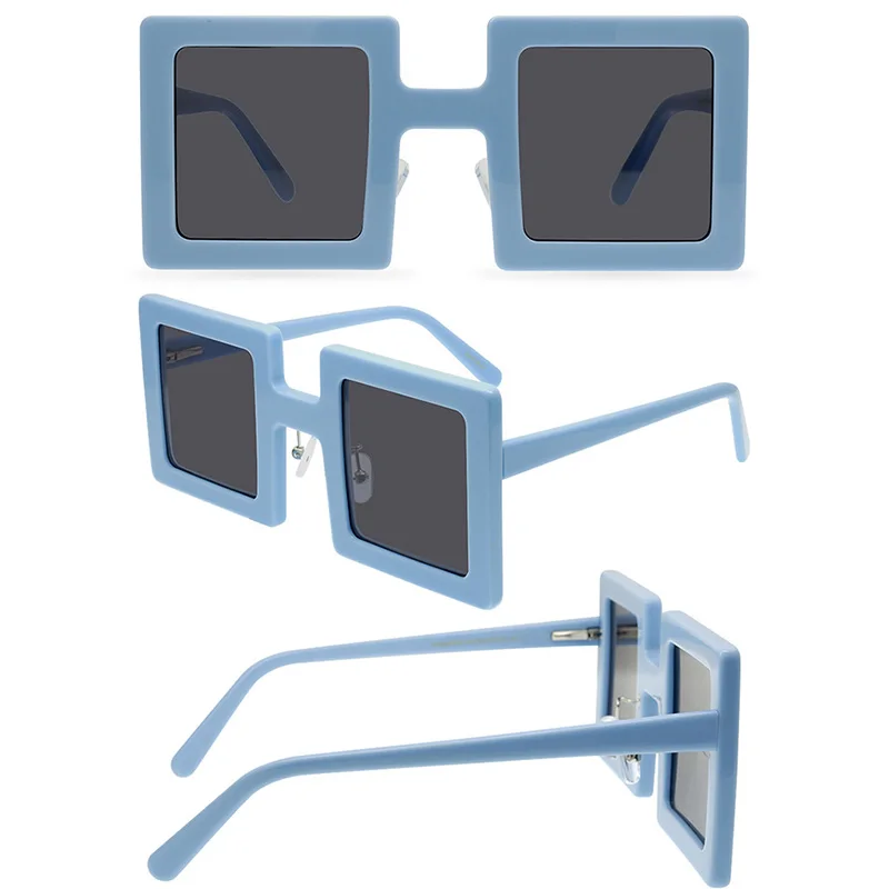 Belight Optical Colorful Big Square Women Men UV400 Protection Vintage Retro Acetate Clip on Sunglasses with Case Oculos 9600