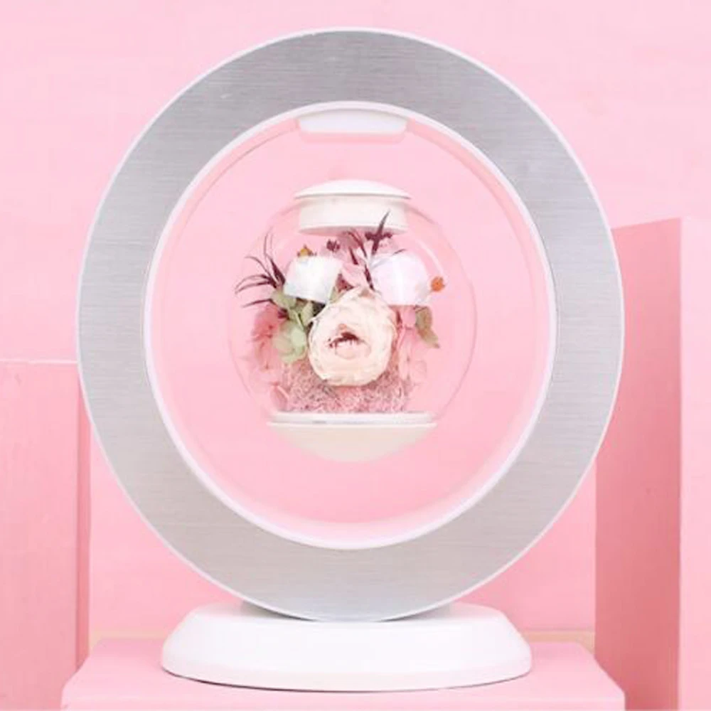 Rose Magnetic Levitation Immortal Flower LED Night Light Desk Lamp For Home Decor Creativity Valentine's Day Gift Table Lamp