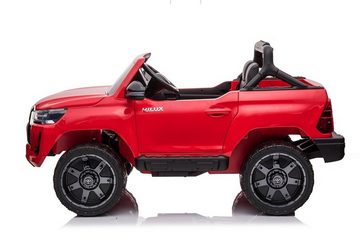 TPFLiving electric children's car Toyota Hilux - motor: 4 x 12V - battery: 1 x 12 Volt/14Ah, load capacity 40 kg, children's car - electric car with leather seat and seat belt - red