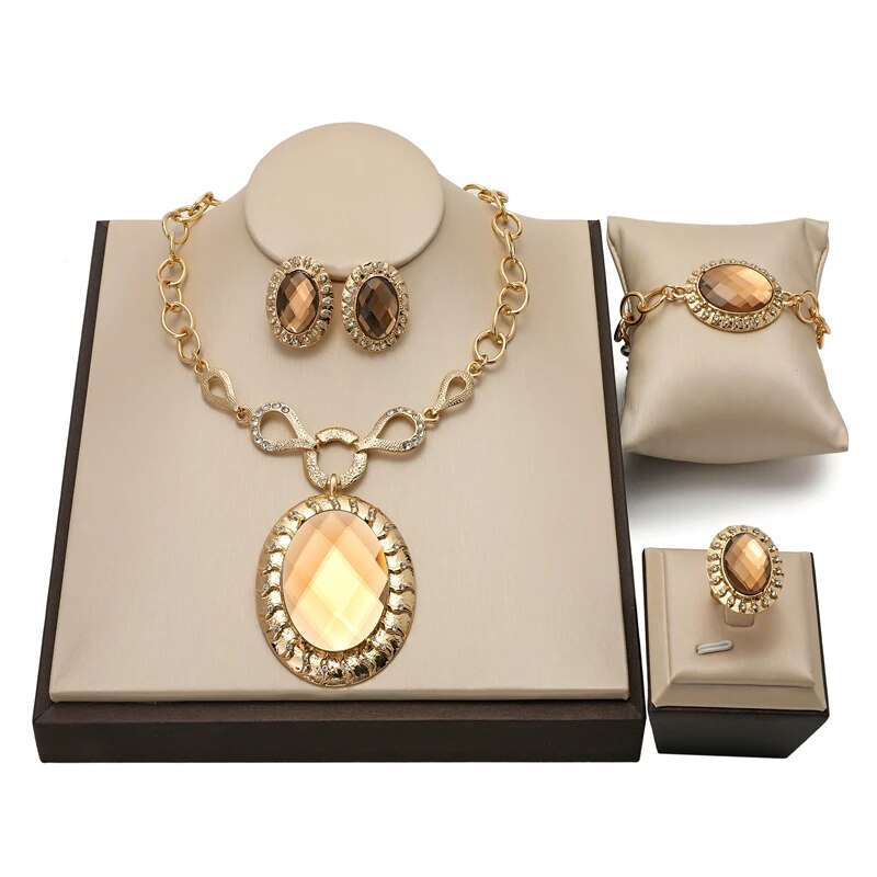 Exquisite Dubai 18k Gold Plated Bridal Jewelry set women Brand Nigerian Wedding African Beads Costumer Design Jewellery Sets