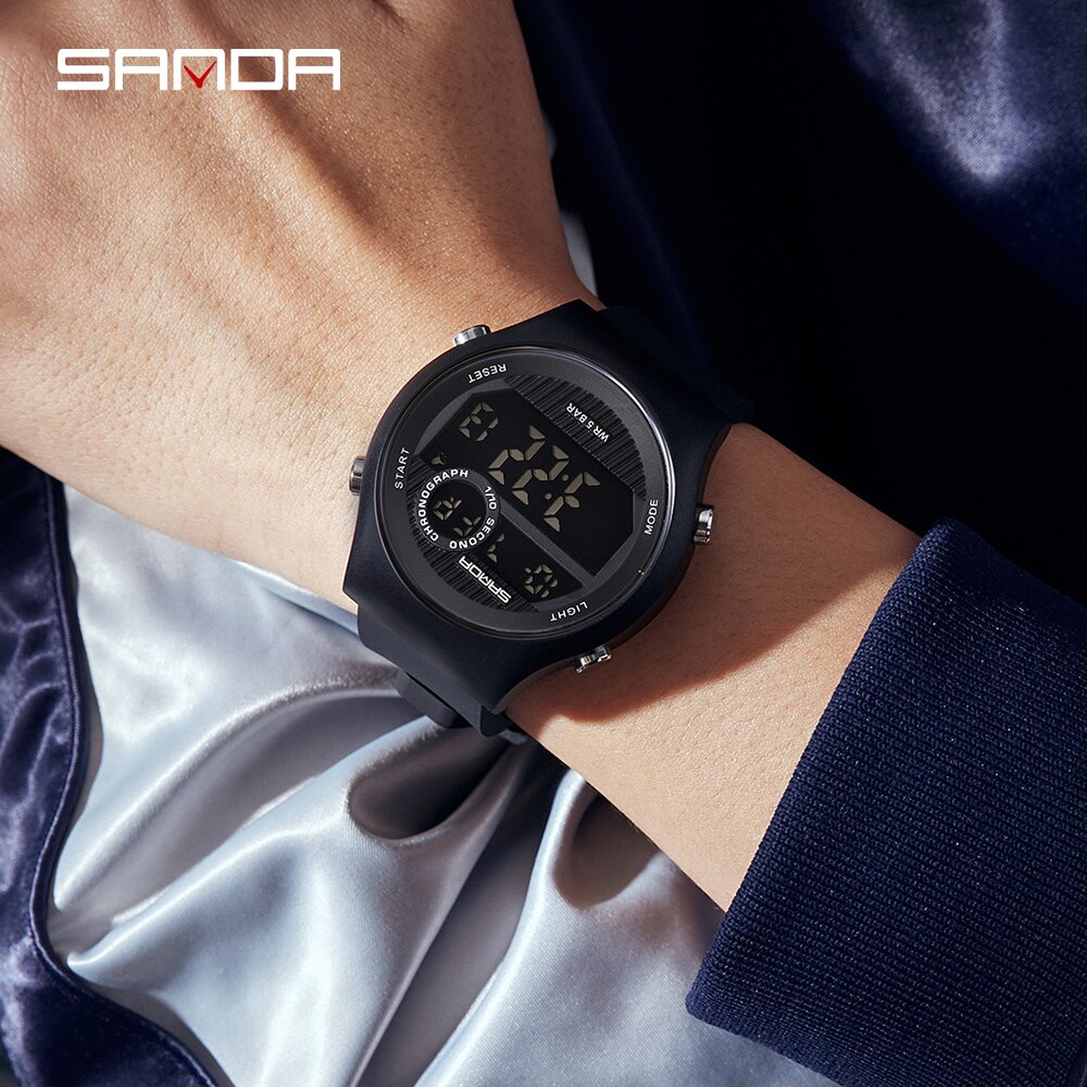SANDA Top Brand Sports Men Watches Fashion Countdown Waterproof LED Digital Watch Man Military Wristwatch Relogio Masculino 9013