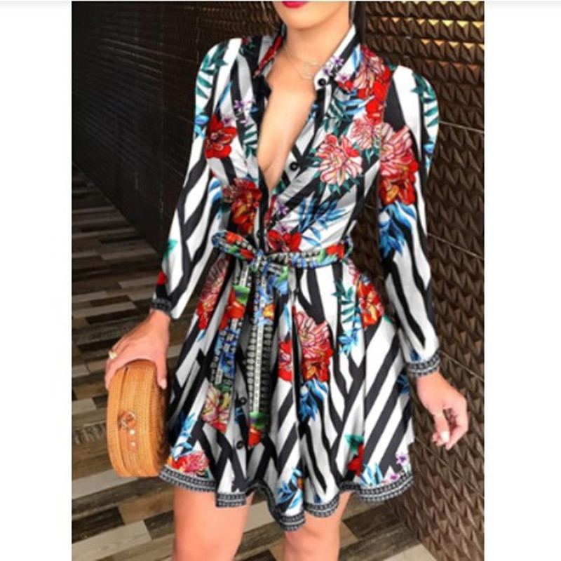 Y2K V-neck sexy dress 2022 European and American summer new chain long-sleeved V-neck lace fashion sexy print dress ins tide