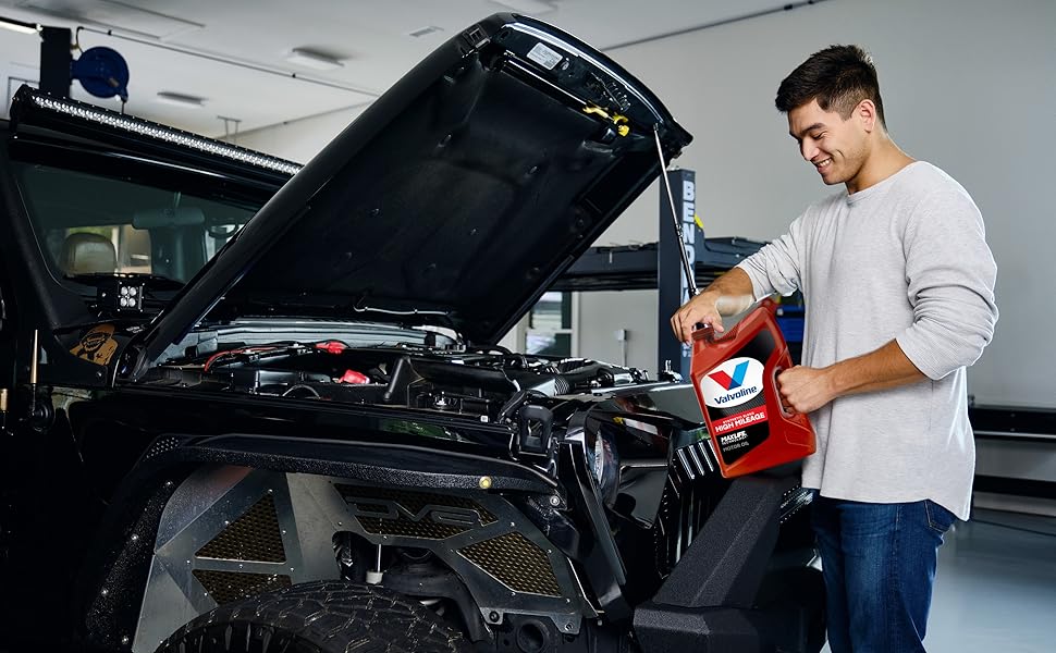 Valvoline High Mileage Motor Oil being used in a vehicle