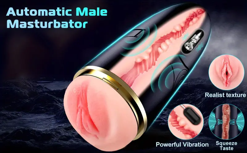 1pc automatic male masturbator with 10 vibrations for penis stimulation electric pocket pussy for male stroker realistic textured 3d vagina man masturbation sex toy for men male adult sex toys details 2