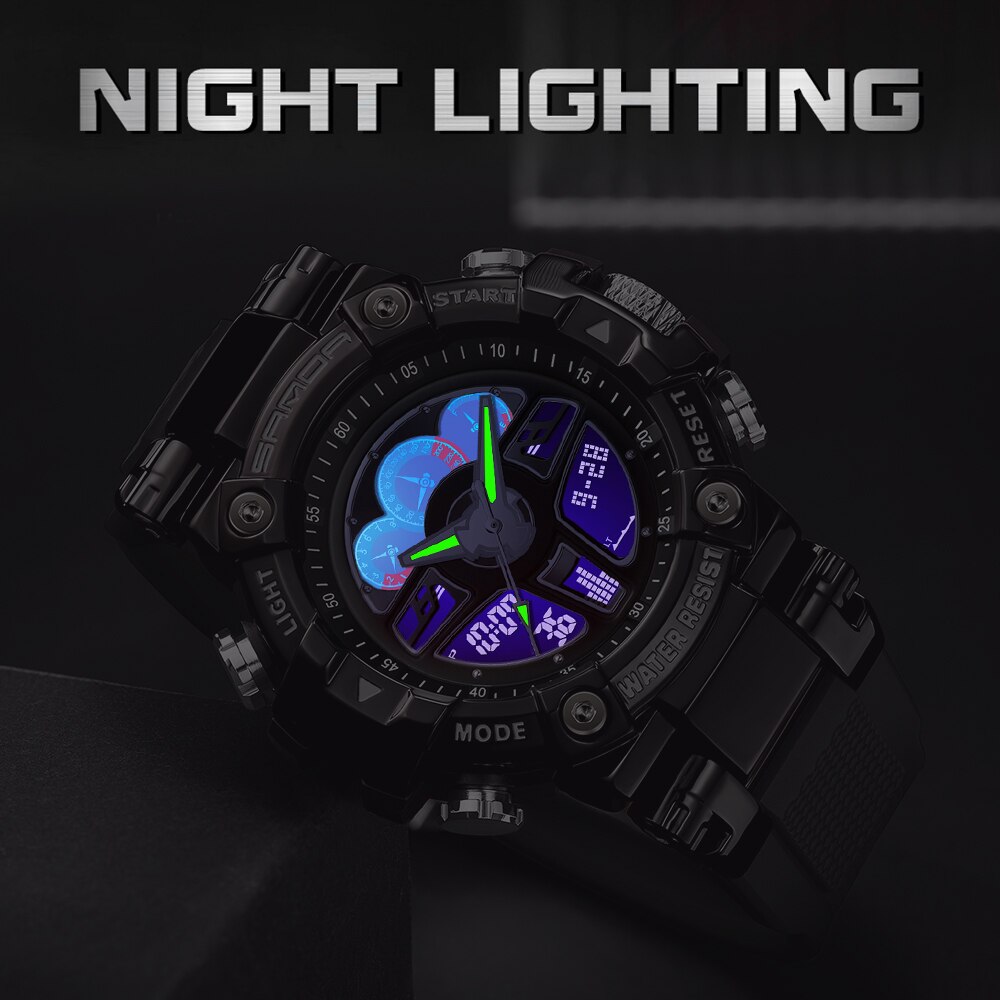 SANDA 2023 Sports Military Men's Watches Luxury Digital Watch 50M Waterproof Quartz Wristwatch for Male Relogios Masculino 3156