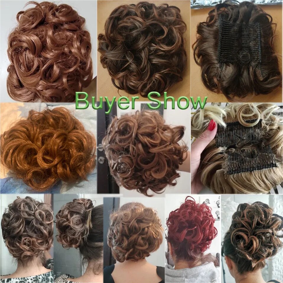 BENEHAIRSynthetic LARGE Comb Clip In Hair Extension Curly Chignon Hair Pieces Women Updo Cover Hairpiece Ponytails Hair Bun