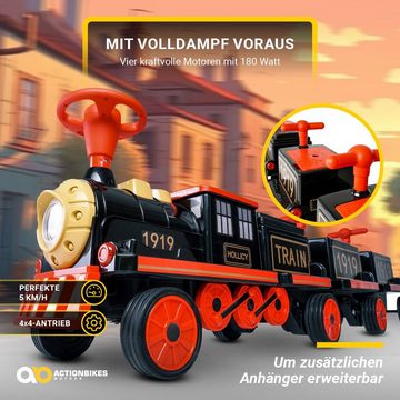 Actionbikes Motors electric children's car, children's electric train with trailer, load capacity 60 kg, (2 pieces), 3 seats - horn and music - soft start - 2 x 12 V motors