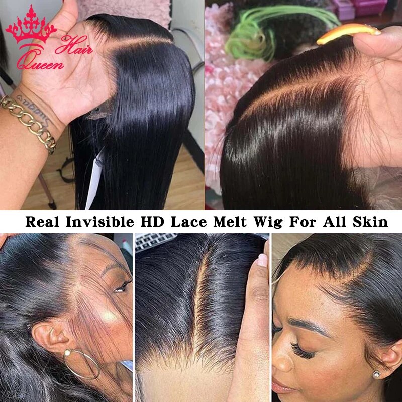 Queen Hair Real HD Lace Wig Raw Human Hair 13x6 13x4 FULL Frontal 5x5 6x6 7x7 Closure HD Melt Skin Lace Wig Straight / Body Wave