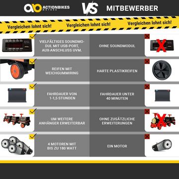 Actionbikes Motors electric children's car, children's electric train with trailer, load capacity 60 kg, (2 pieces), 3 seats - horn and music - soft start - 2 x 12 V motors