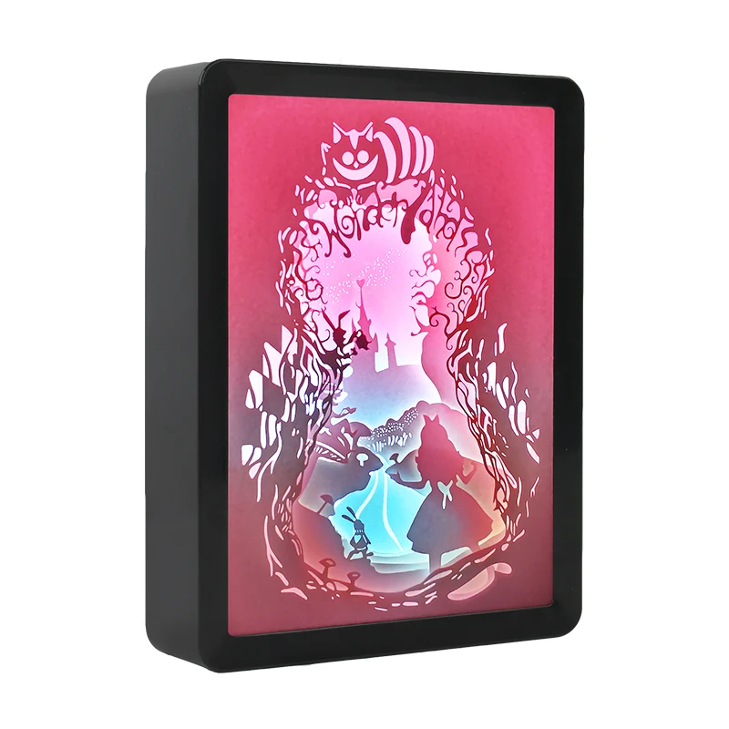 Alice In Wonderland 3D Night Light Anime Shadow Boxes With Lights  Art Frame  Usb Desk Lamp Aesthetic Wedding Party Decoration