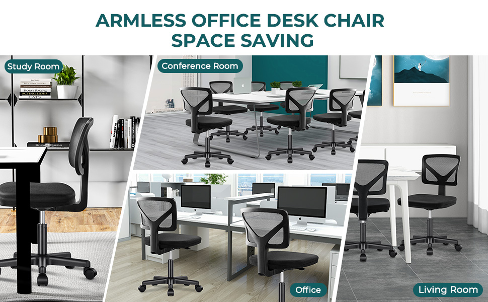 Desk Chair - Armless Mesh Office Chair, Ergonomic Computer Desk Chair