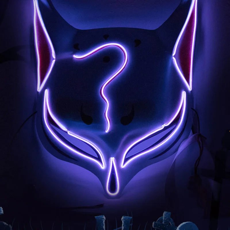 LED Light Halloween Masks Onmyoji Carnival Night Ghost Dance Mask Party Mask Disco Adult Mask Festival Accessories