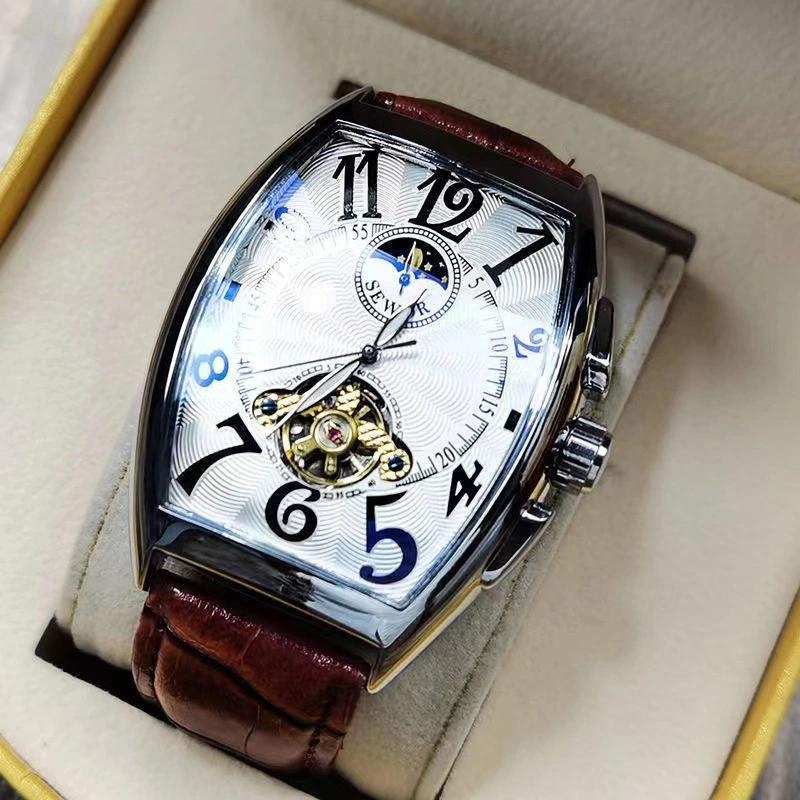 Men Mechanical Watch Luxury Large Dial Fashion Business Hollow Skeleton Automatic Self-winding Waterproof Leather Watch 2024 - US $31.99 –P9