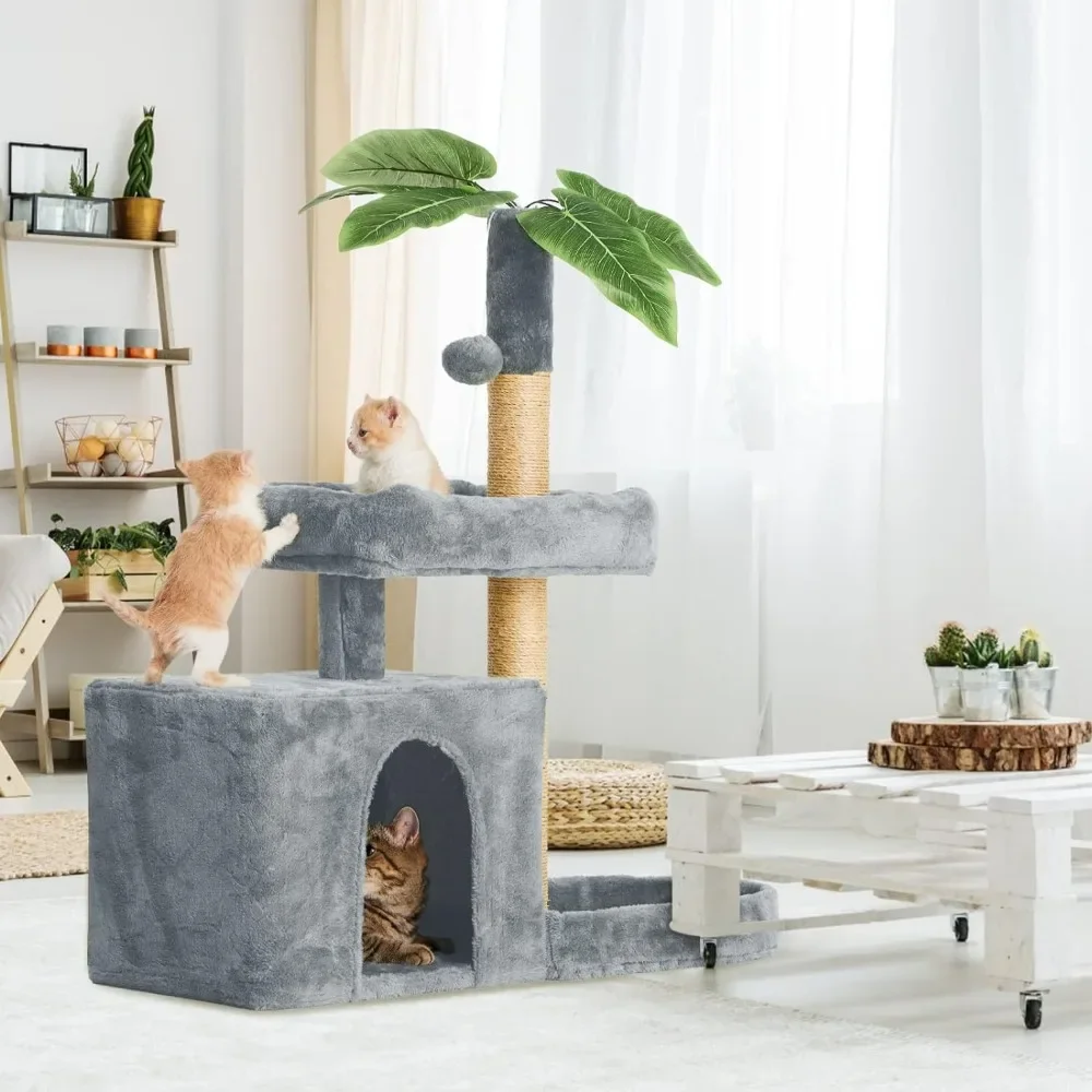 Tree for Cats Cat Condo Cozy Plush Cat House With Hang Ball and Leaf Shape Design Pet Products Home Garden Free Shipping