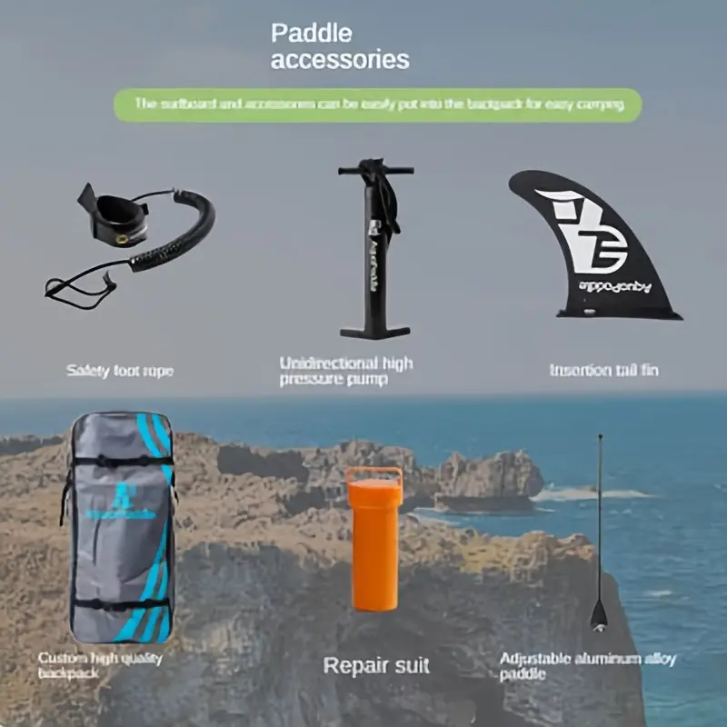 1pc 3 2m 125 98in inflatable surfboard with accessories stand up paddle board with detachable   repair kit storage backpack details 5