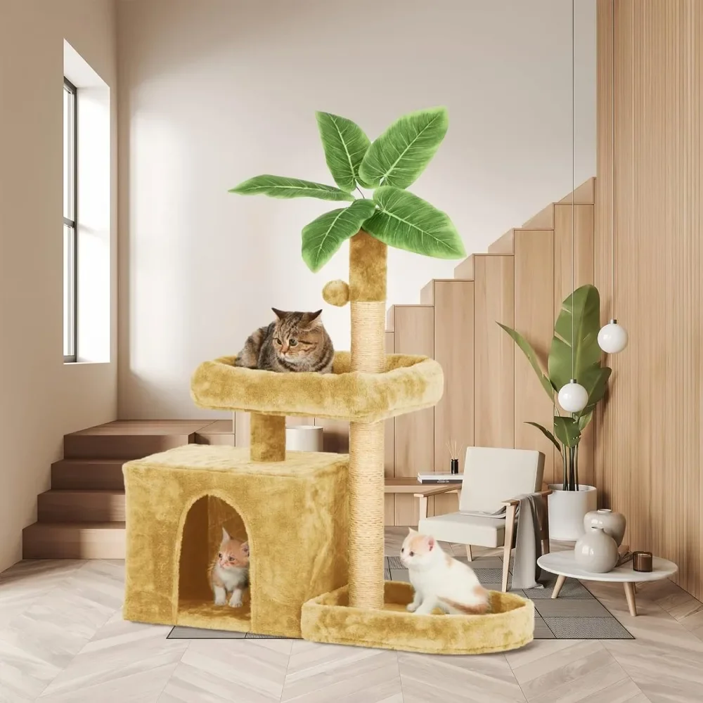 Tree for Cats Cat Condo Cozy Plush Cat House With Hang Ball and Leaf Shape Design Pet Products Home Garden Free Shipping
