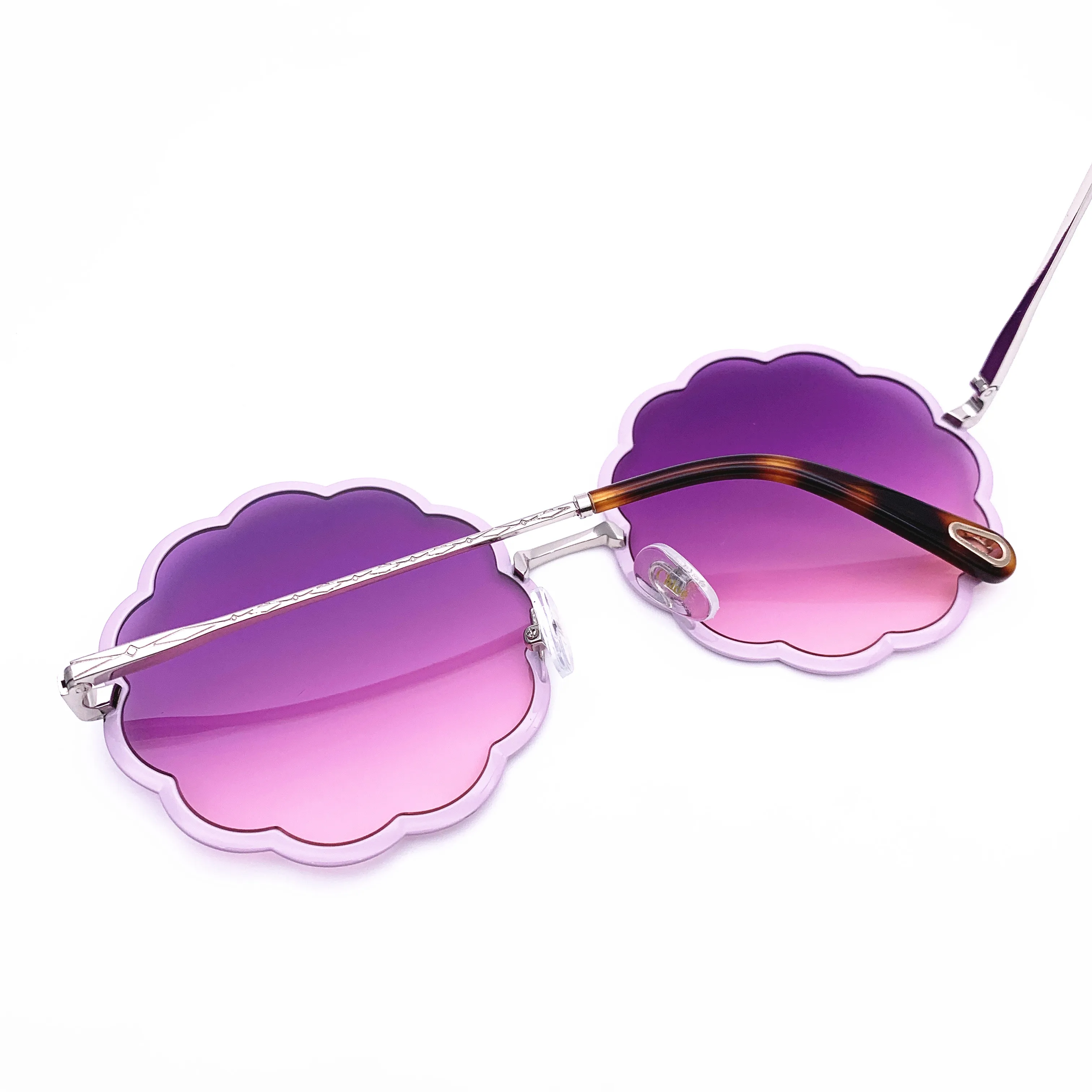 Belight Optical Brand Design Women Flower Shape Cool Fashion  Purple UV400 Protection  Sunglasses with Case Oculos CE3103S