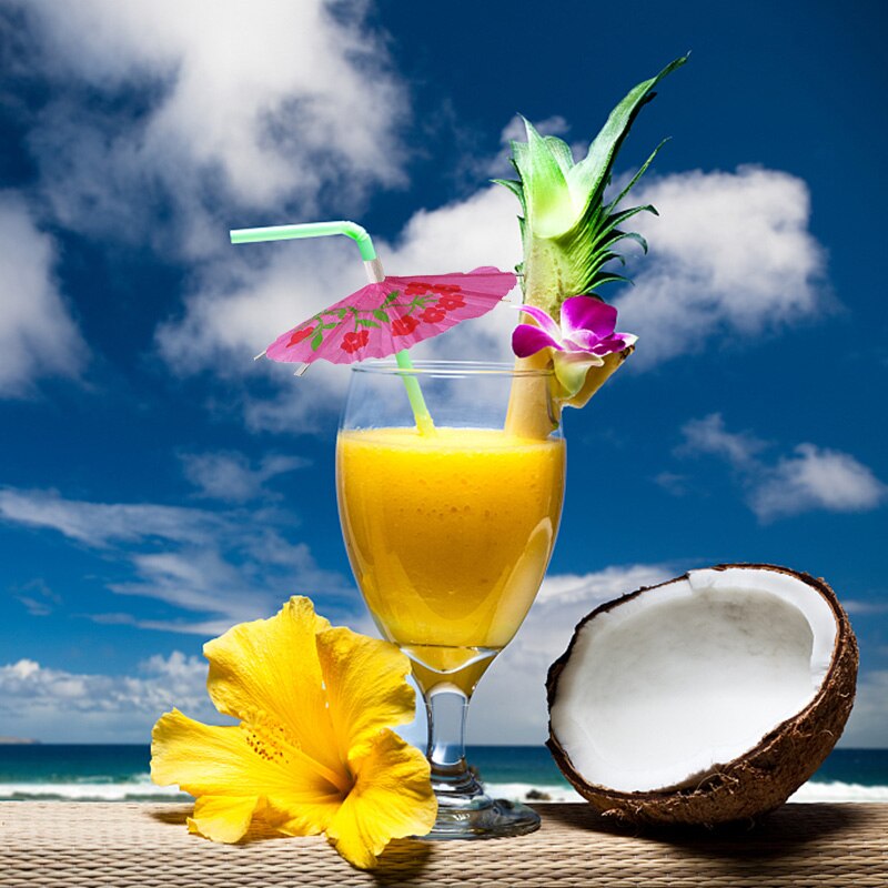 25/50Pcs Hawaii Tropical Umbrella Flamingo Pineapple Mix color Disposable Straws Cocktail Juice Supplies Hawaii Party Decor
