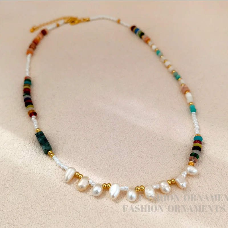 Trendy Jewelry Vintage Temperament Irregular Pearl Stone Beads Necklace For Women 2023 Trend New Popular Accessories