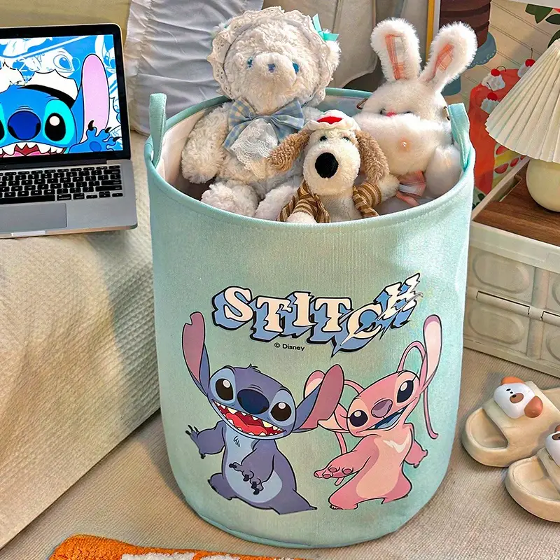 1pc   stitch   laundry hamper high aesthetic plush toy storage basket home organizer soft material details 2