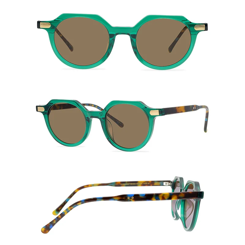 Belight Optical Women Men UV400 Protection Colorful Irregular Shape Small Vintage Retro Acetate Sunglasses with Case Oculos 9557