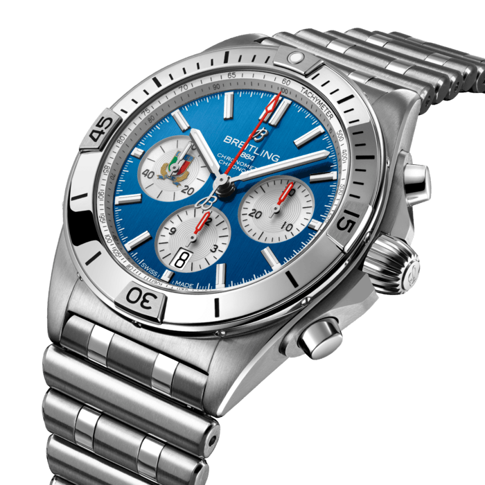 Breitling’s all-purpose watch for the fast and fearless world of rugby.We’re the official timing partner and exclusive luxury watch provide to Six Nations Rugby, the championship known the world over for showcasing exhilarating men and women’s matches between its six competing unions: England, Ireland, Wales, Scotland, France and Italy. Now our Chronomat Six Nations captures their spirit in a special-edition watch series. The six watches, limited to 150 pieces each, feature the signature Chronomat characteristics: the raised rider tabs at the 15 minute marks, the easy-grip onion crown and the classic rouleaux bracelet—all powered by Breitling’s exceptional Manufacture Caliber 01. Each model sets itself apart with the individual union’s colors and logo, as well as a caseback specially engraved with the name of each team, “Six Nations” and the “One of 150” limitation. A powerhouse lineup, the Chronomat Six Nations is available in the UK and select EU countries.