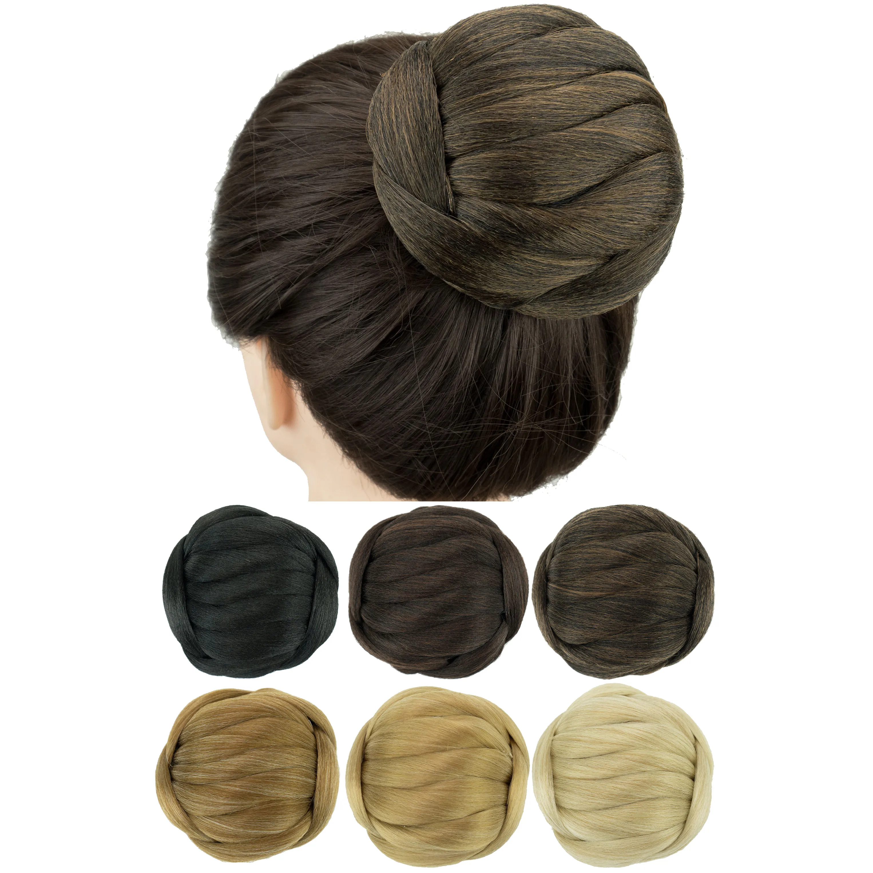Soowee Braided Chignon Dancer Hair Cover Donut Hairpieces Scrunchies Hair Bun Updo Wedding Party for Women